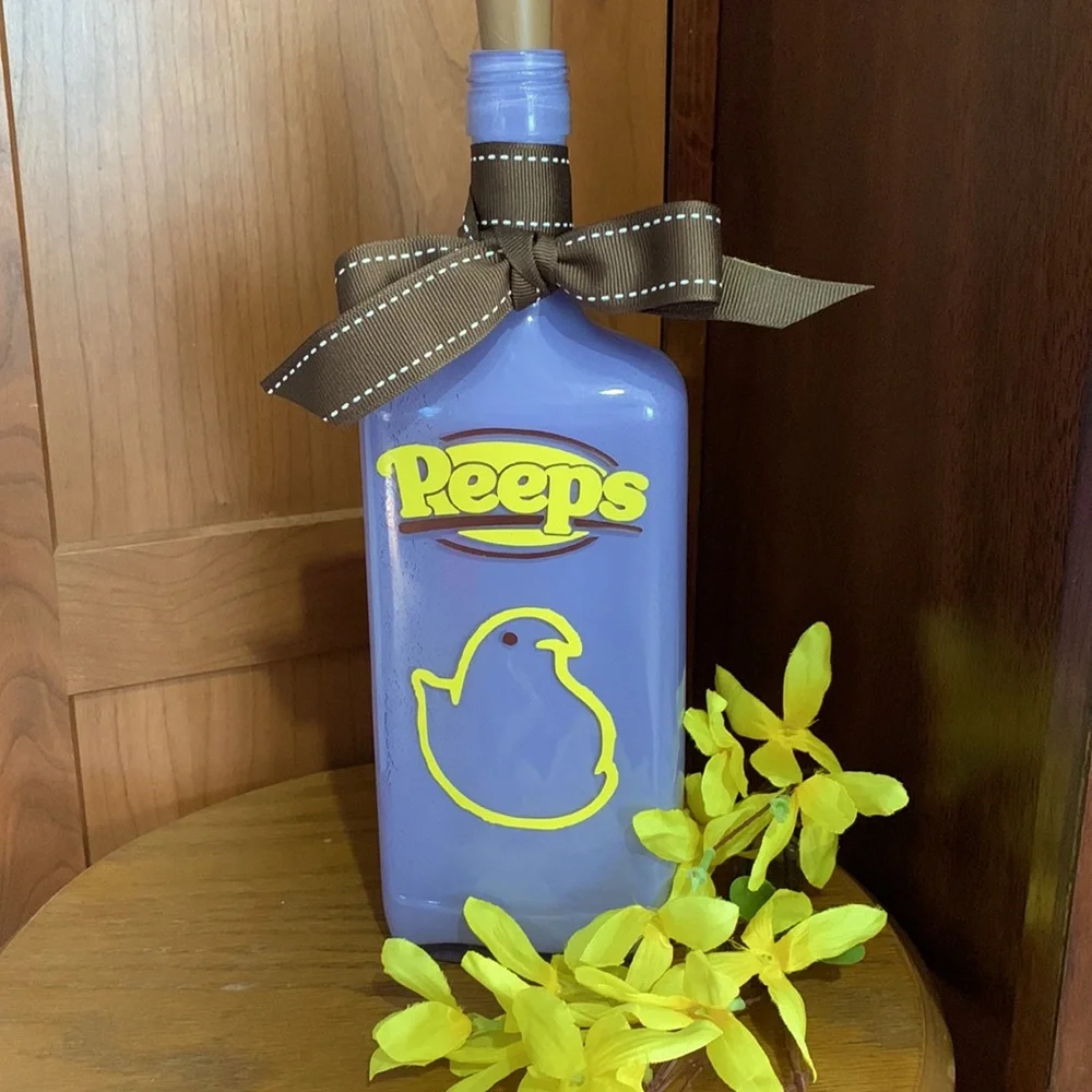 Hand Crafted Peeps Painted Purple Spirit Bottle Lantern